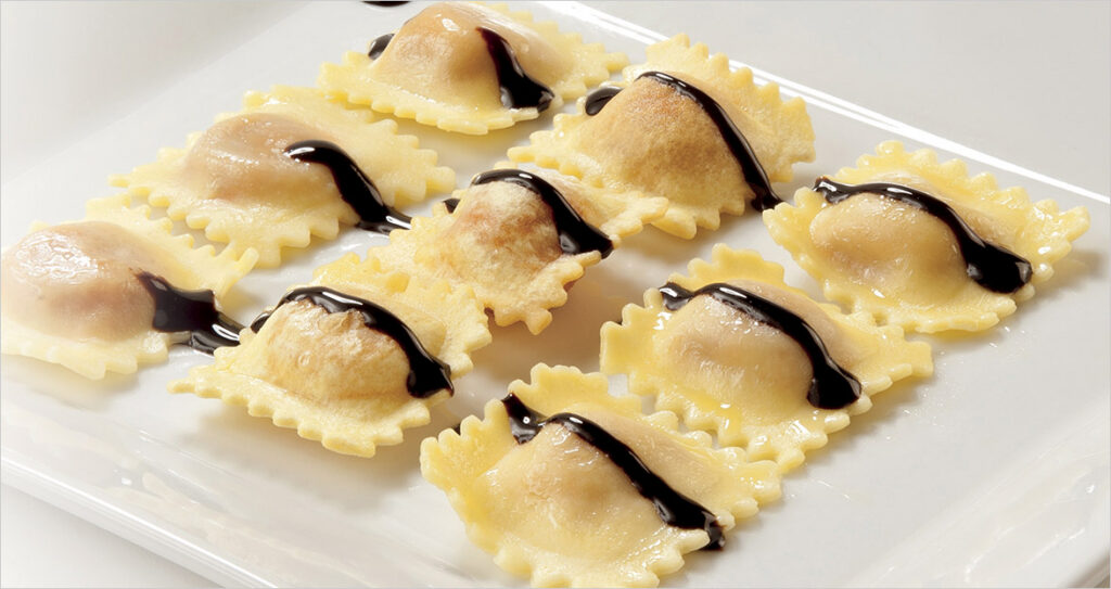 Trittico di won ton all’Aceto Balsamico di Modena IGP